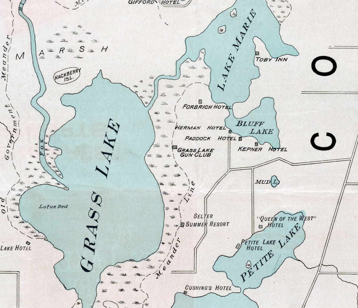 1916 Map of The Fox Lake Country Illinois