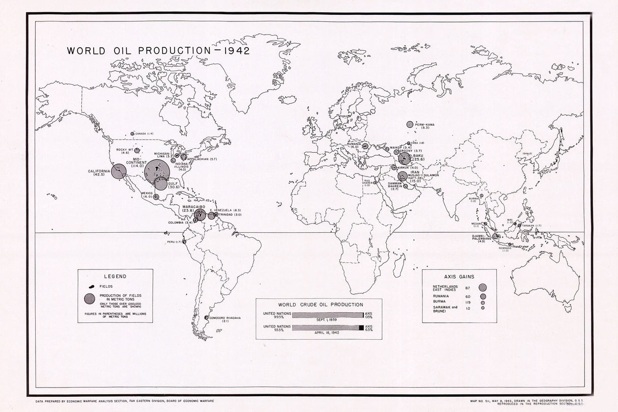 1942 Map of World Oil Production