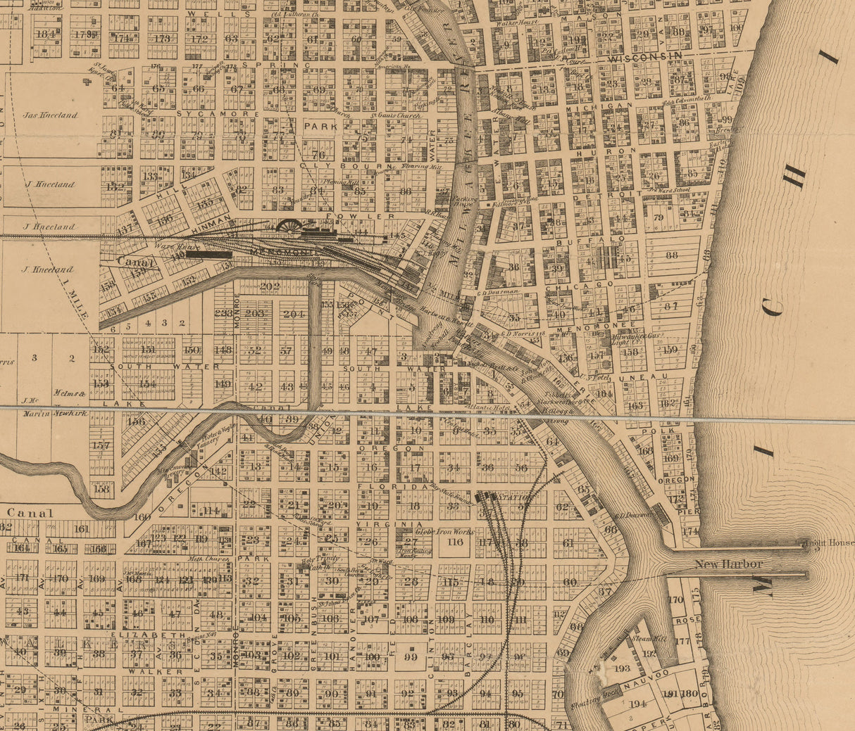1858 Map of Milwaukee Wisconsin