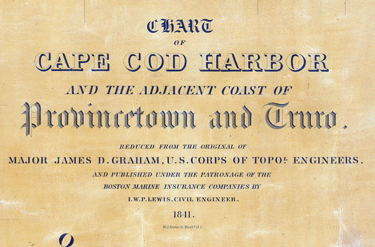 1841 Nautical Chart of Cape Cod Harbor Provincetown Village