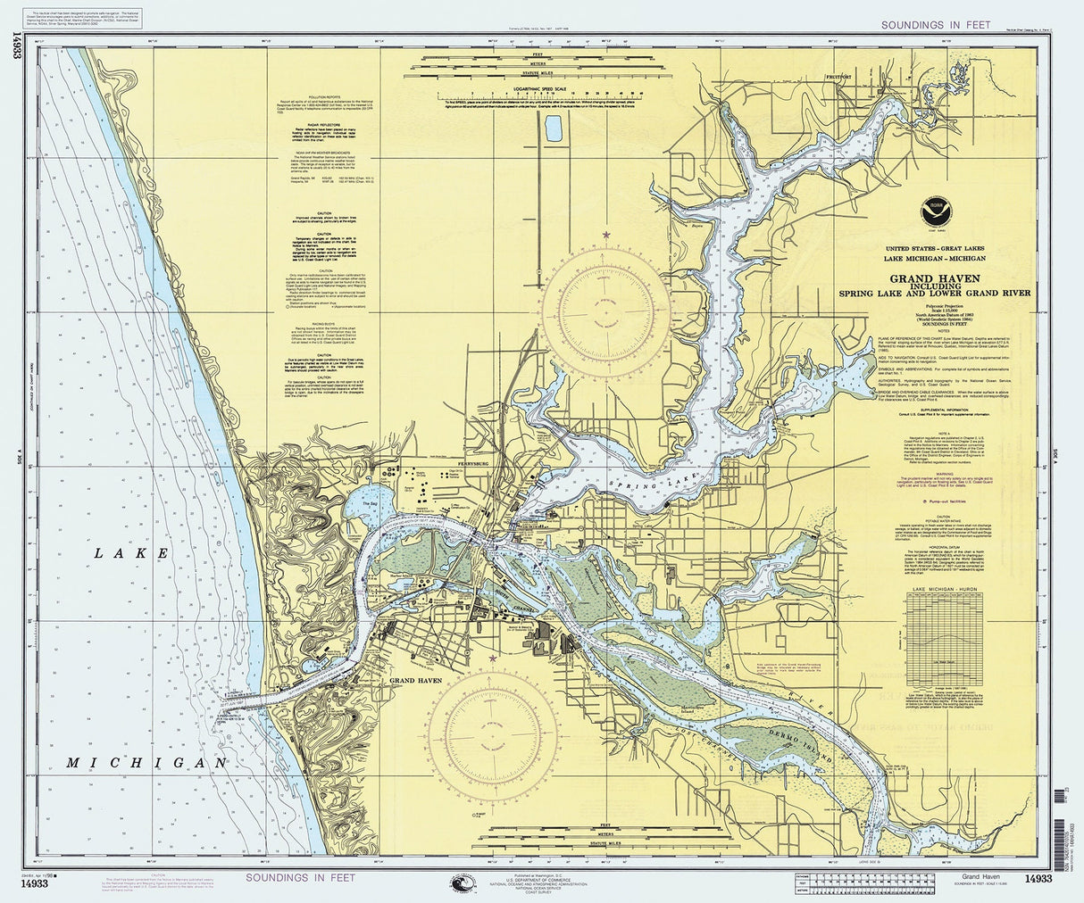 1998 Nautical Chart of Grand Haven Michigan