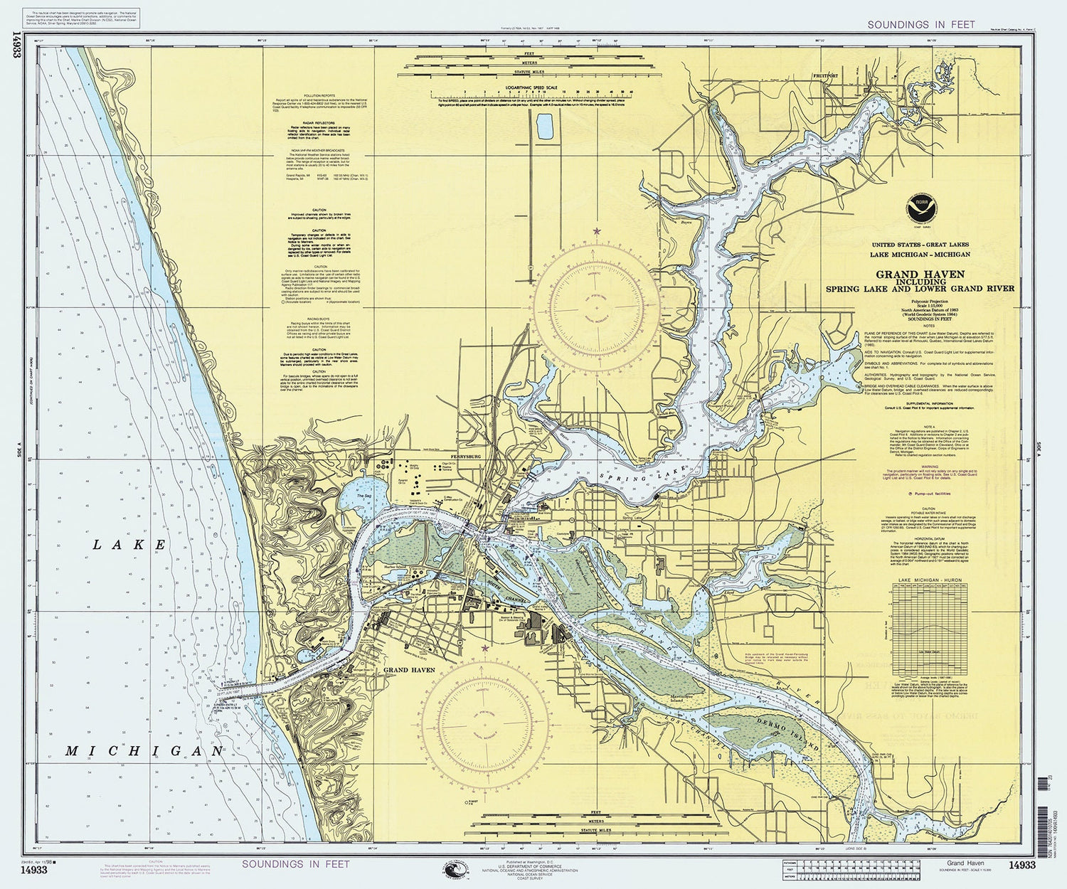 1998 Nautical Chart of Grand Haven Michigan