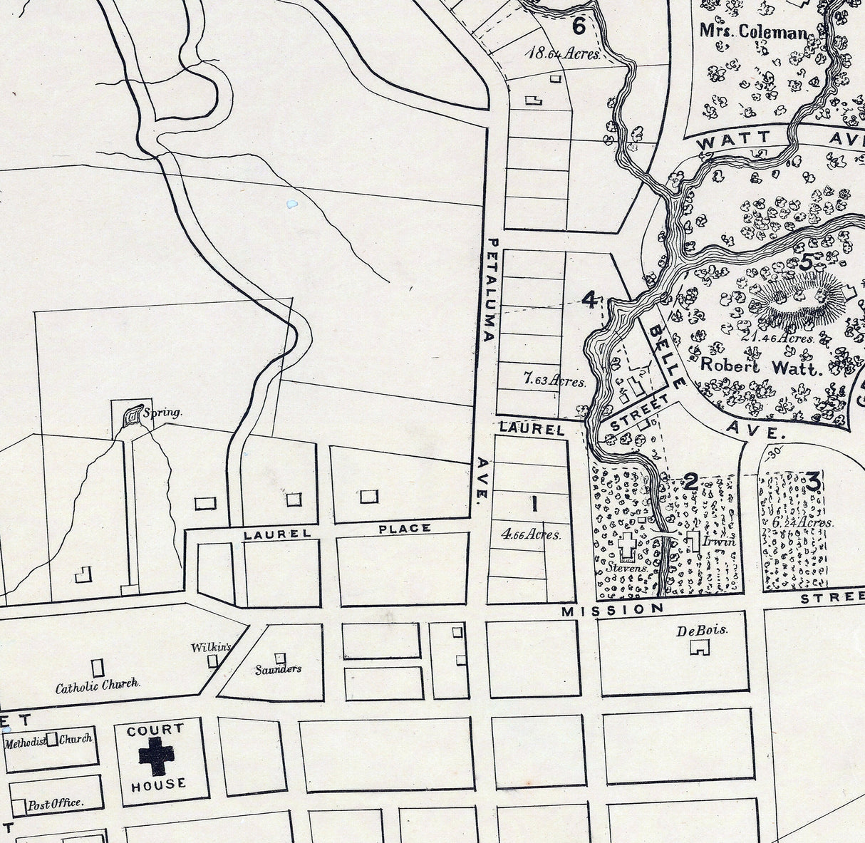 1880 Map of San Rafael Marin County California