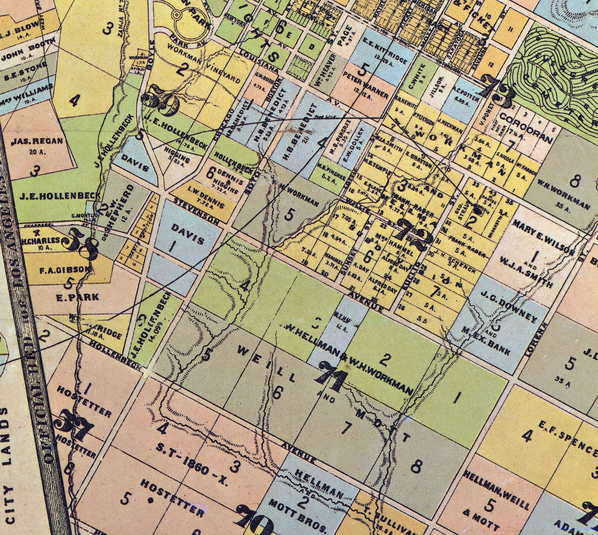 1884 Map of Los Angeles California
