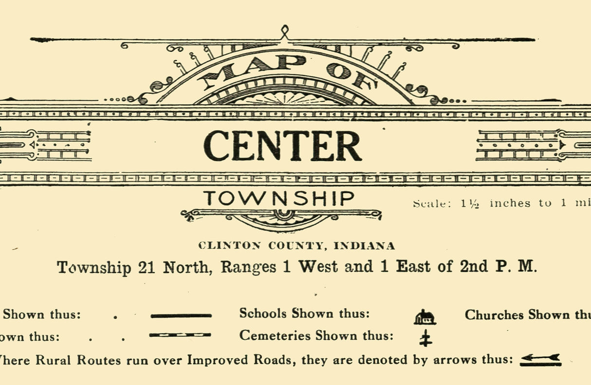 1919 Map of Center Township Clinton County Indiana Frankfort