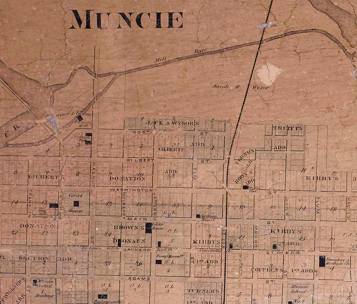1874 Map of Delaware County Indiana