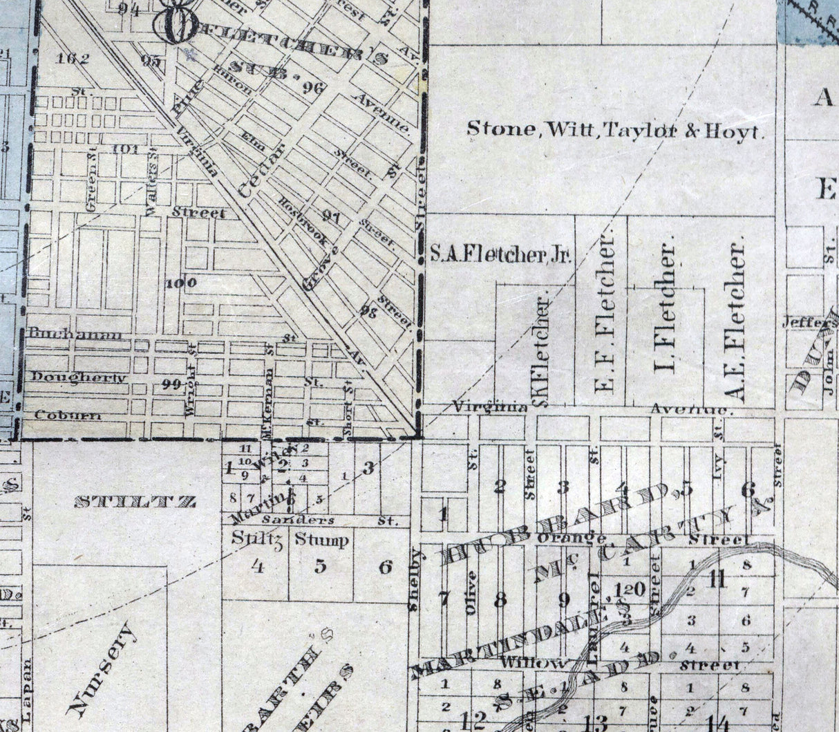 1870 Map of Indianapolis Indiana