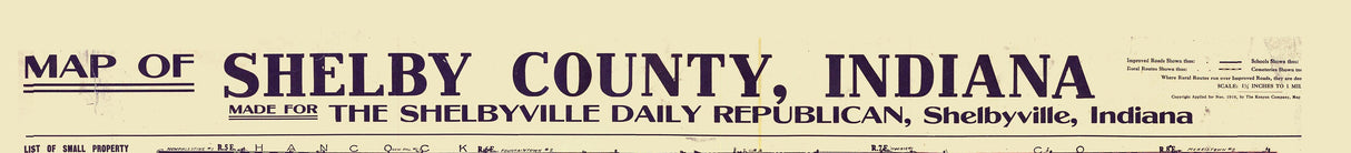 1916 Map of Shelby County Indiana