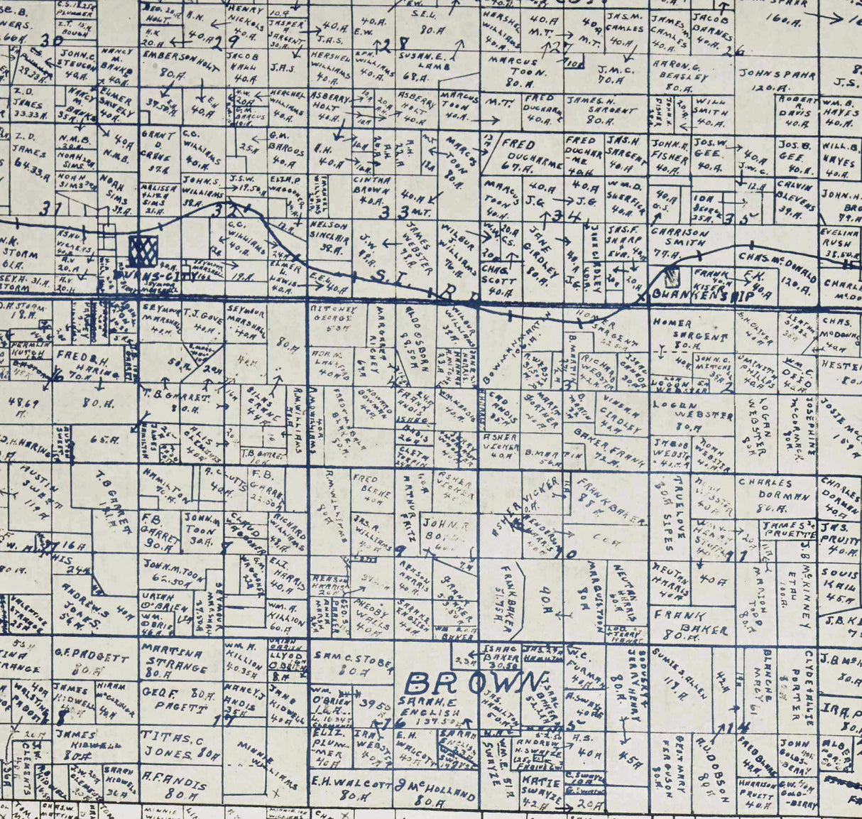 1921 Farm Line Map of Martin County Indiana