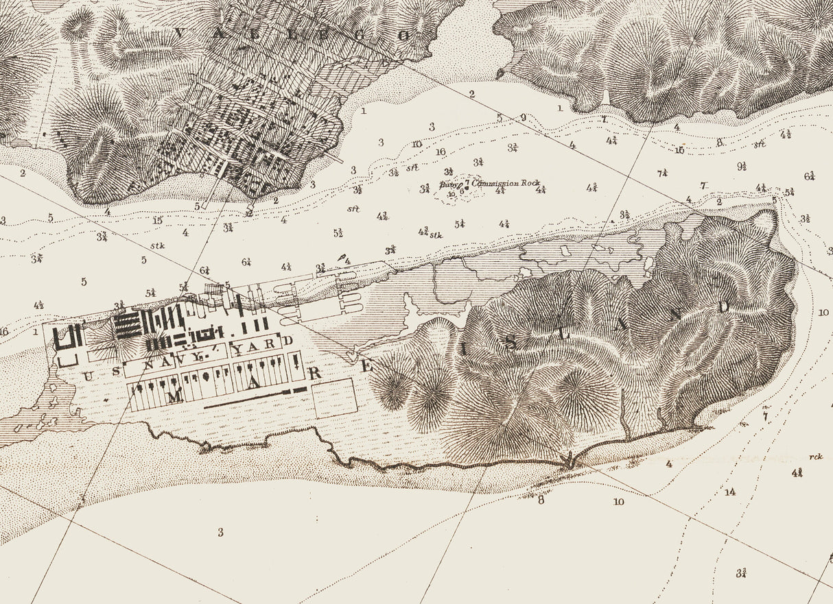 1857 Nautical Chart of Mare Island Straits California