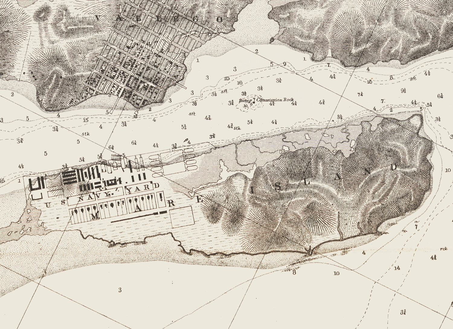 1857 Nautical Chart of Mare Island Straits California