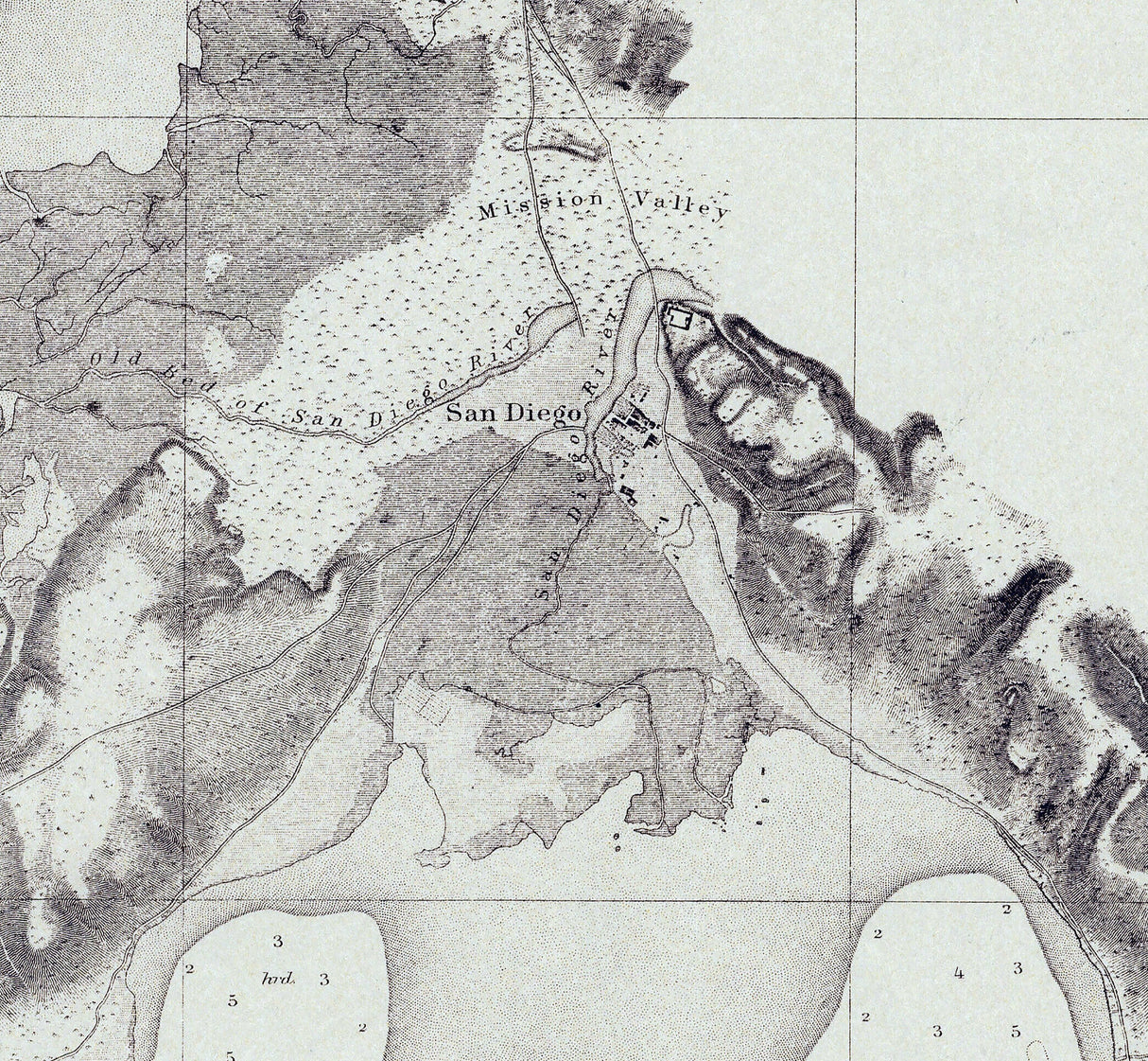 1857 Nautical Chart of San Diego Bay California