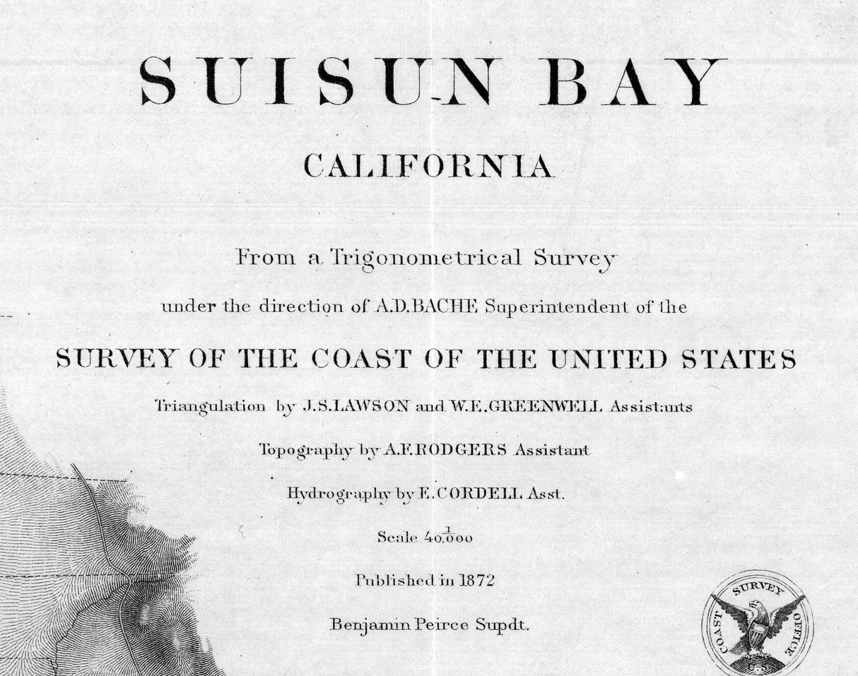 1872 Nautical Chart of Suisun Bay California