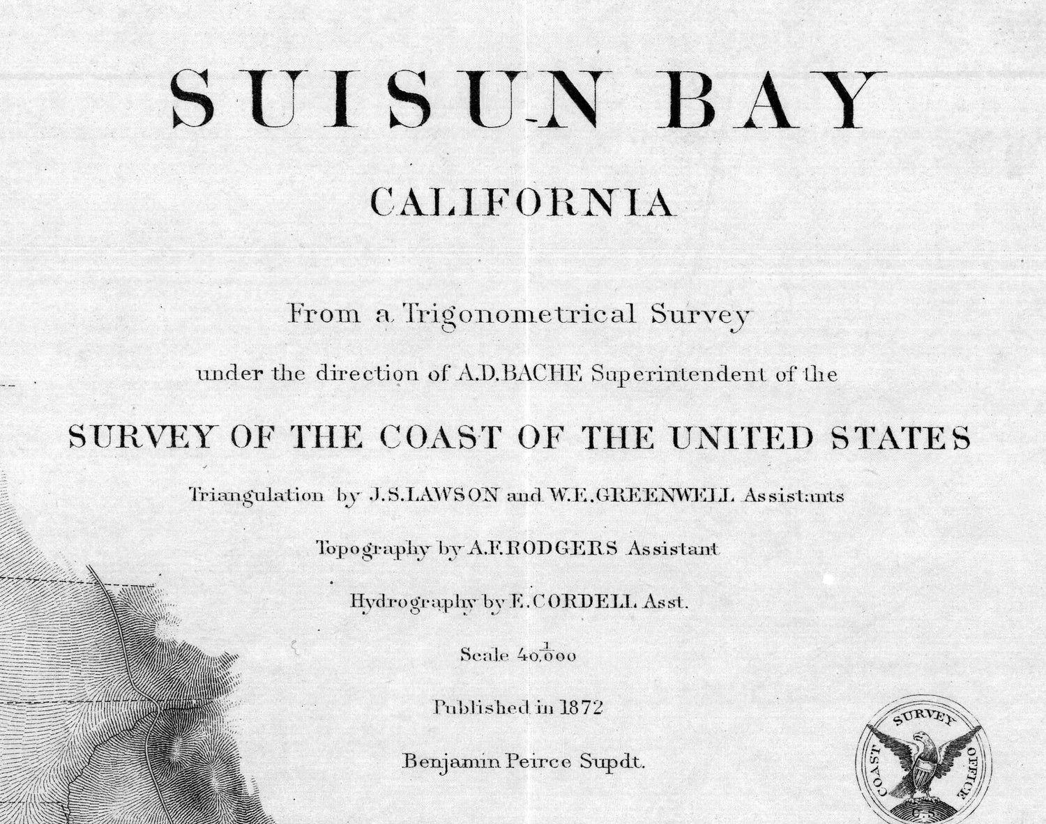 1872 Nautical Chart of Suisun Bay California
