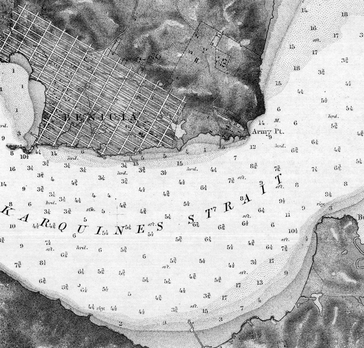 1872 Nautical Chart of Suisun Bay California