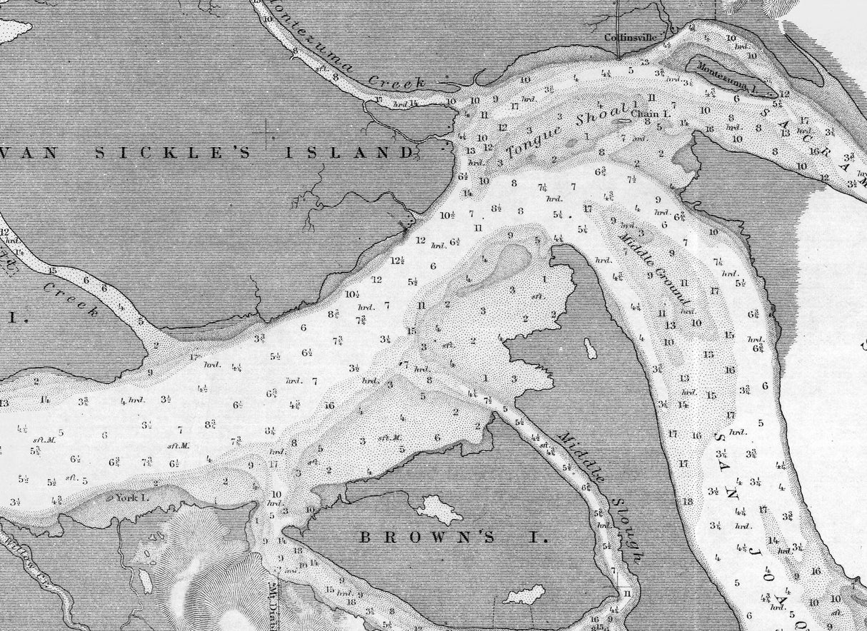 1872 Nautical Chart of Suisun Bay California