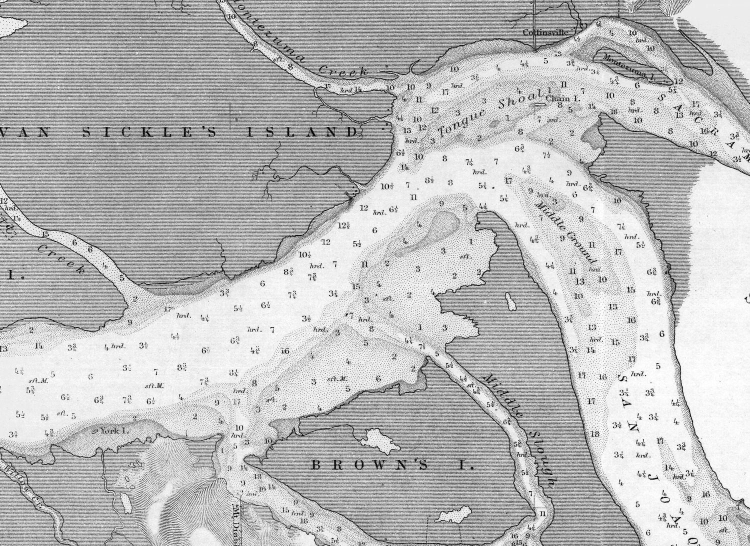 1872 Nautical Chart of Suisun Bay California