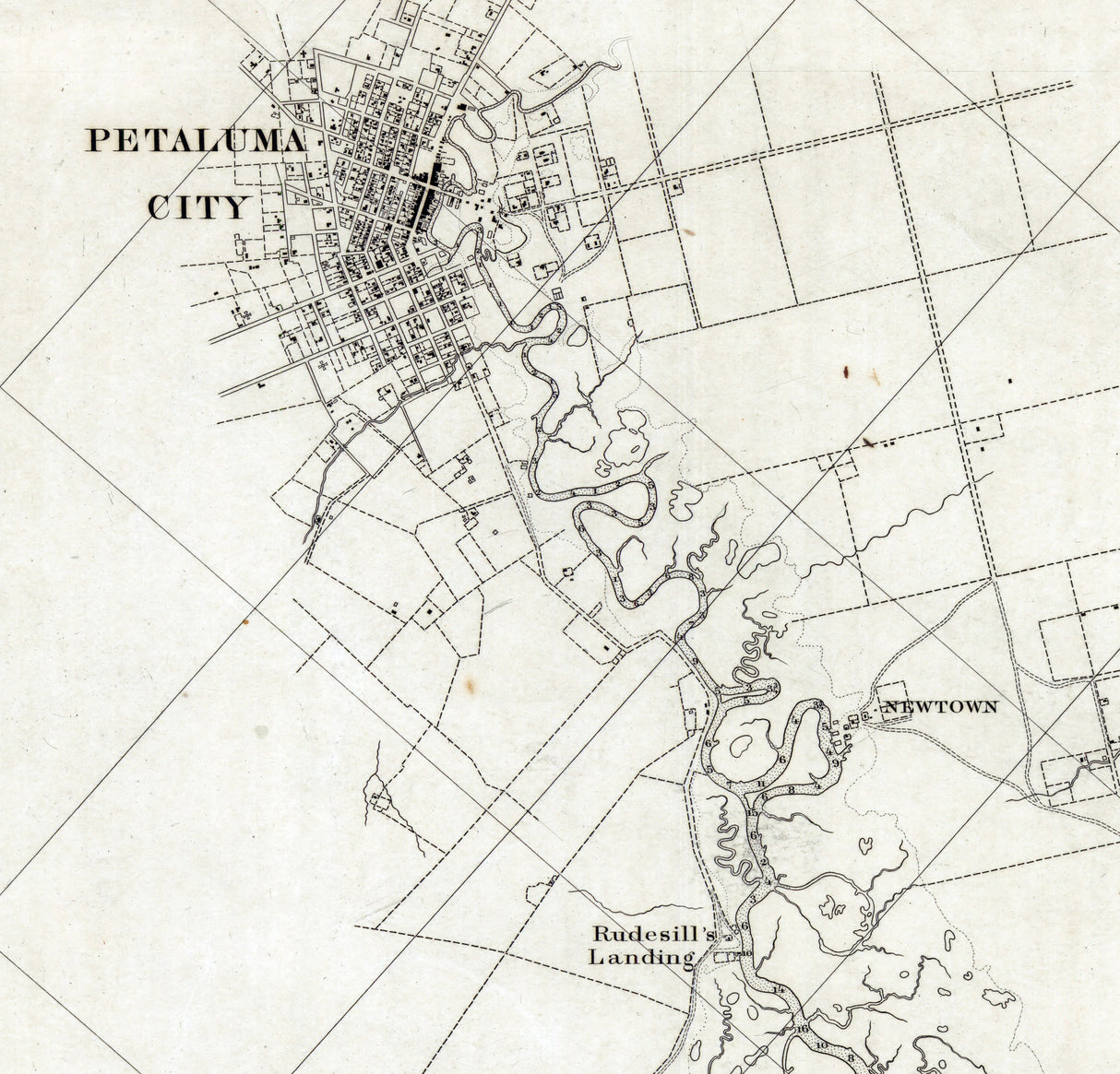 1882 Nautical Chart of Petaluma and Napa Creeks California