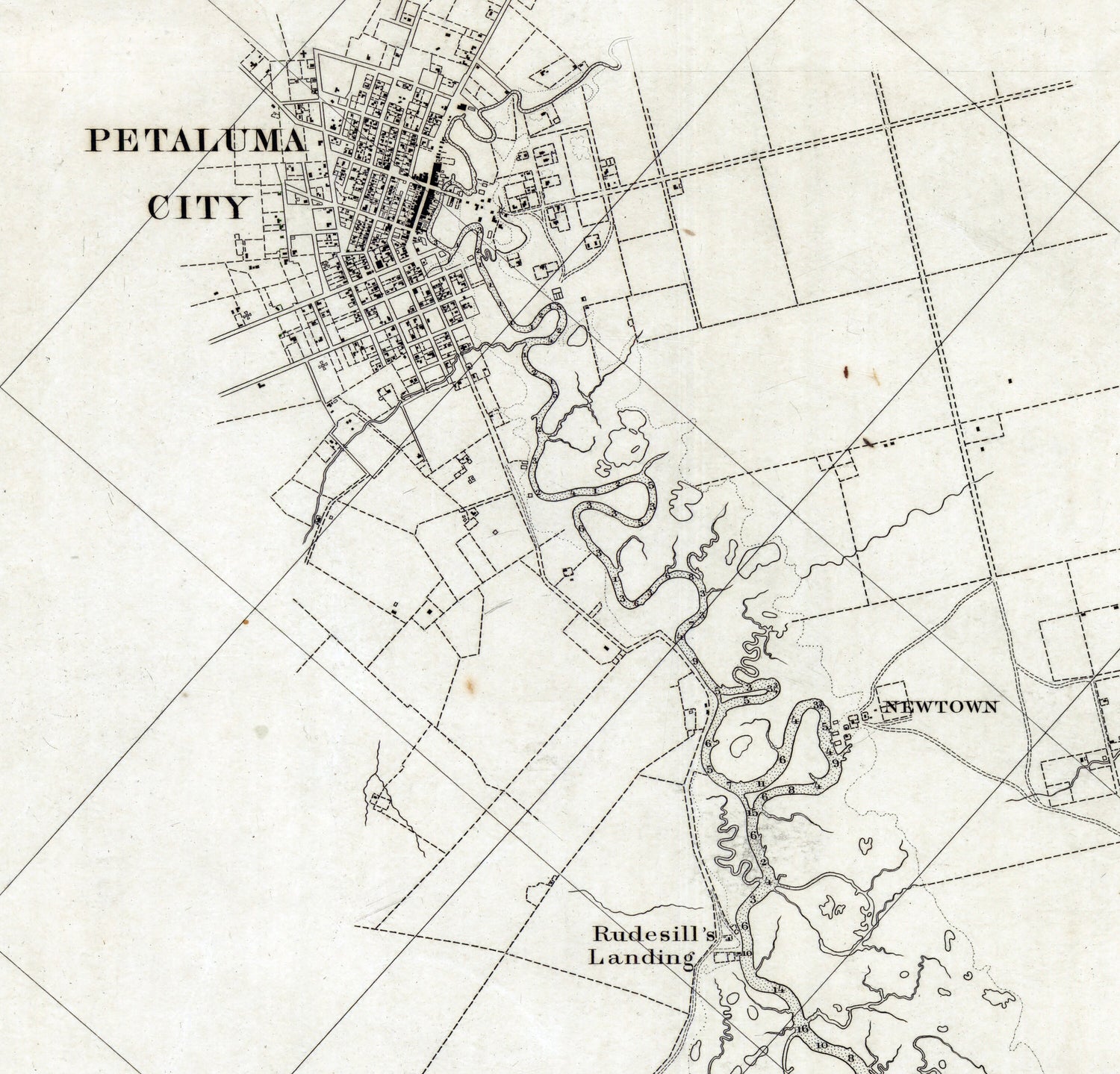 1882 Nautical Chart of Petaluma and Napa Creeks California
