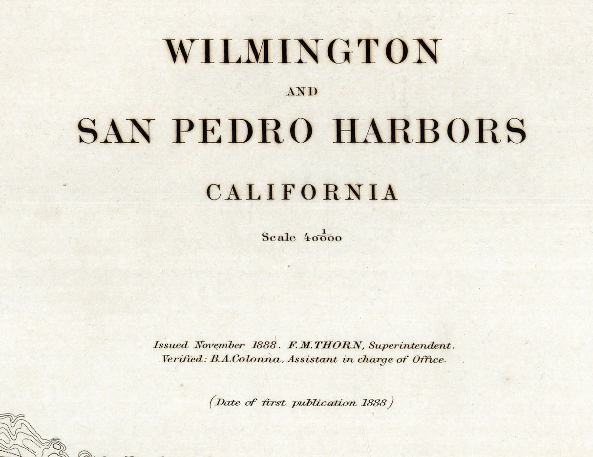 1888 Nautical Chart of Wilmington and San Pedro Harbors California