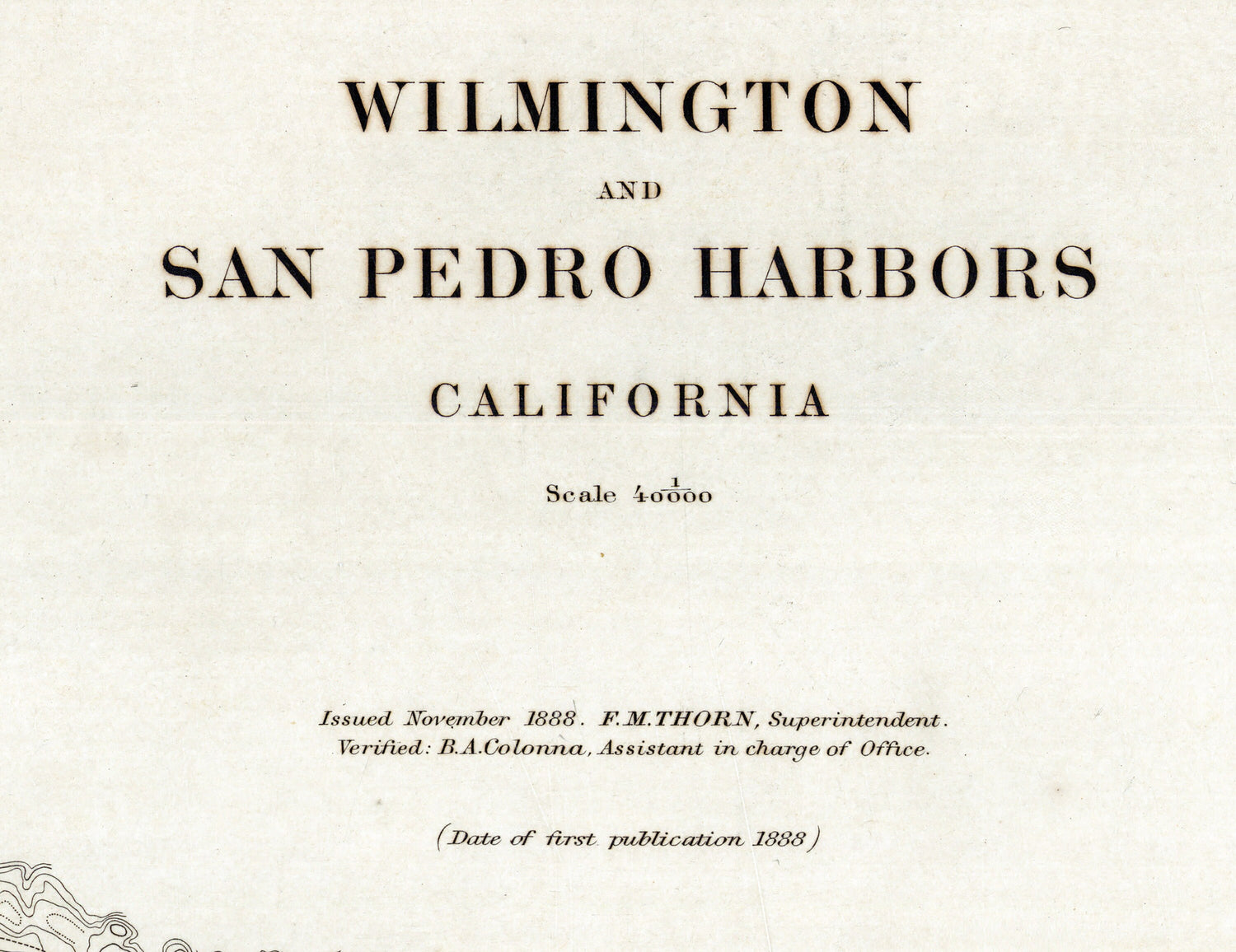 1888 Nautical Chart of Wilmington and San Pedro Harbors California