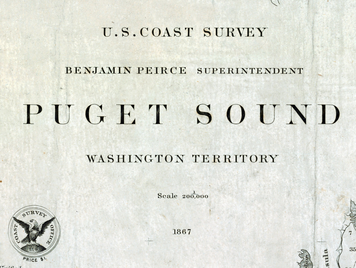 1867 Nautical Chart of Puget Sound Washington