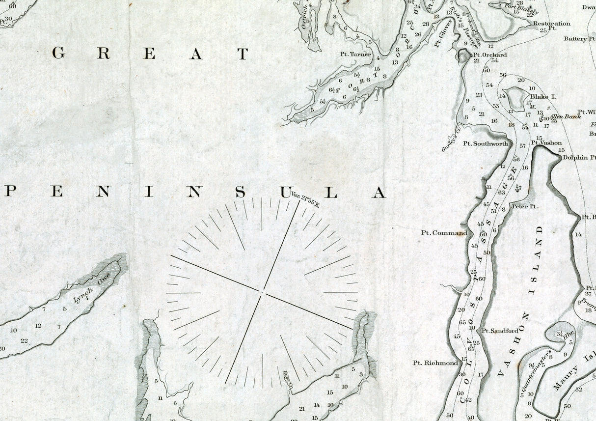 1867 Nautical Chart of Puget Sound Washington