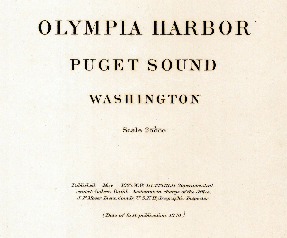 1895 Nautical Chart of Olympia Harbor Puget Sound Washington