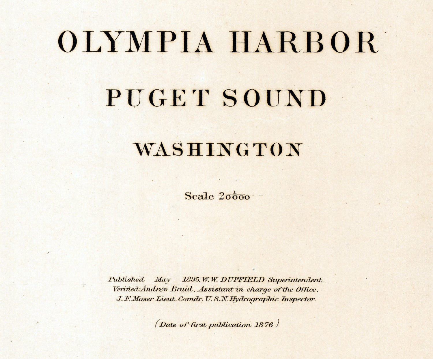 1895 Nautical Chart of Olympia Harbor Puget Sound Washington