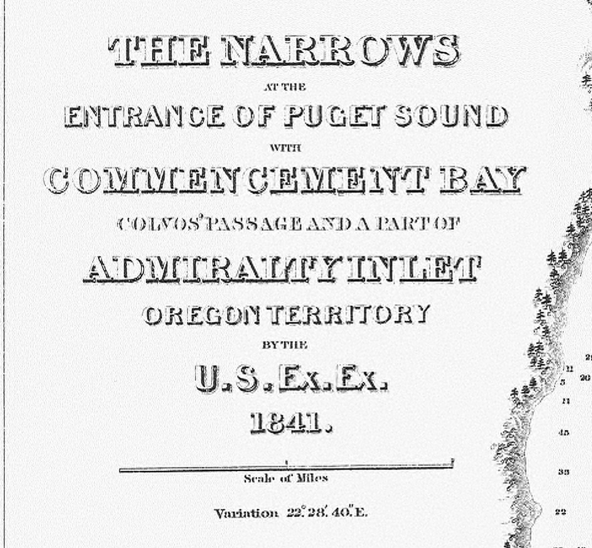 1841 Nautical Chart of The Narrows Puget Sound Tacoma Washington