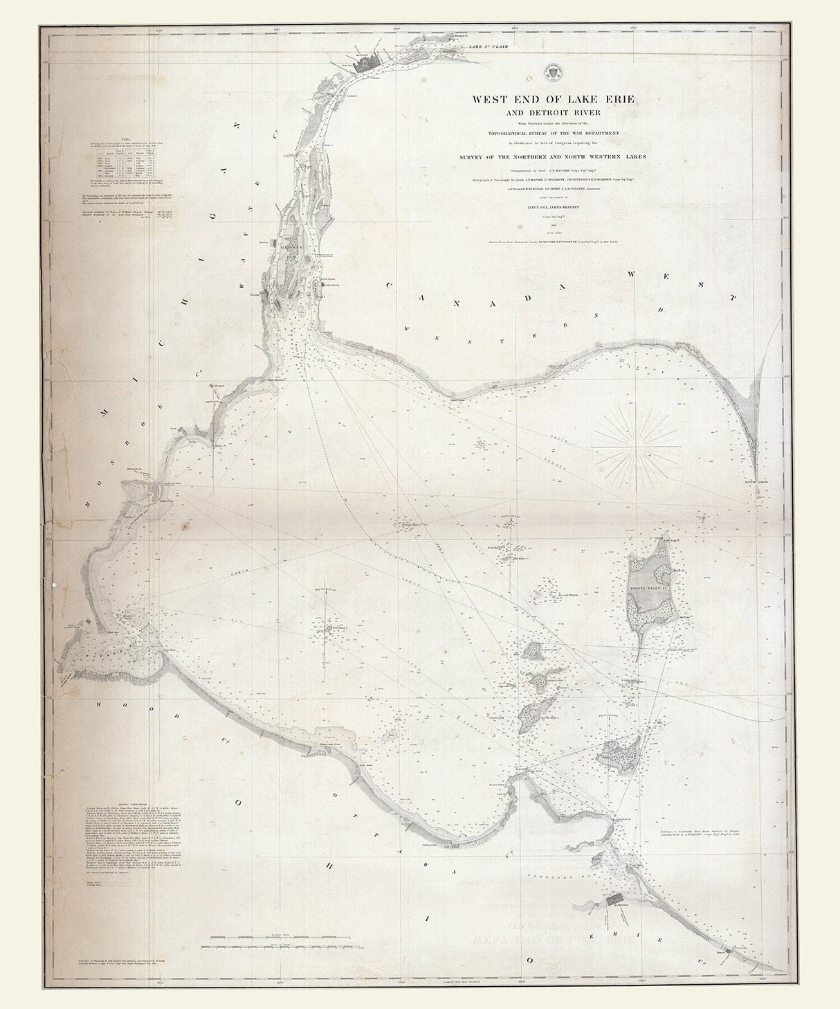1849 Nautical Chart of West End of Lake Erie and Detroit River