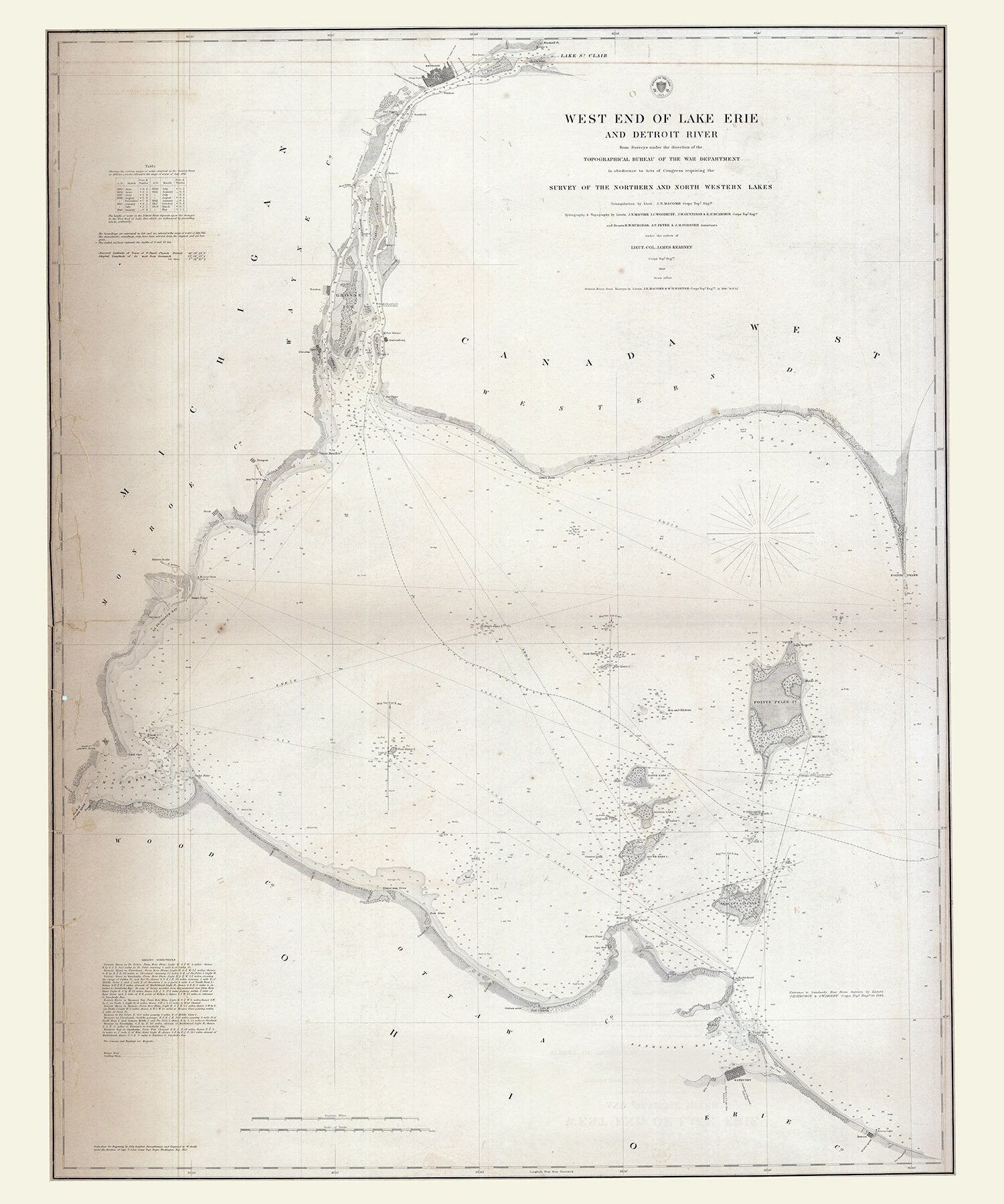 1849 Nautical Chart of West End of Lake Erie and Detroit River