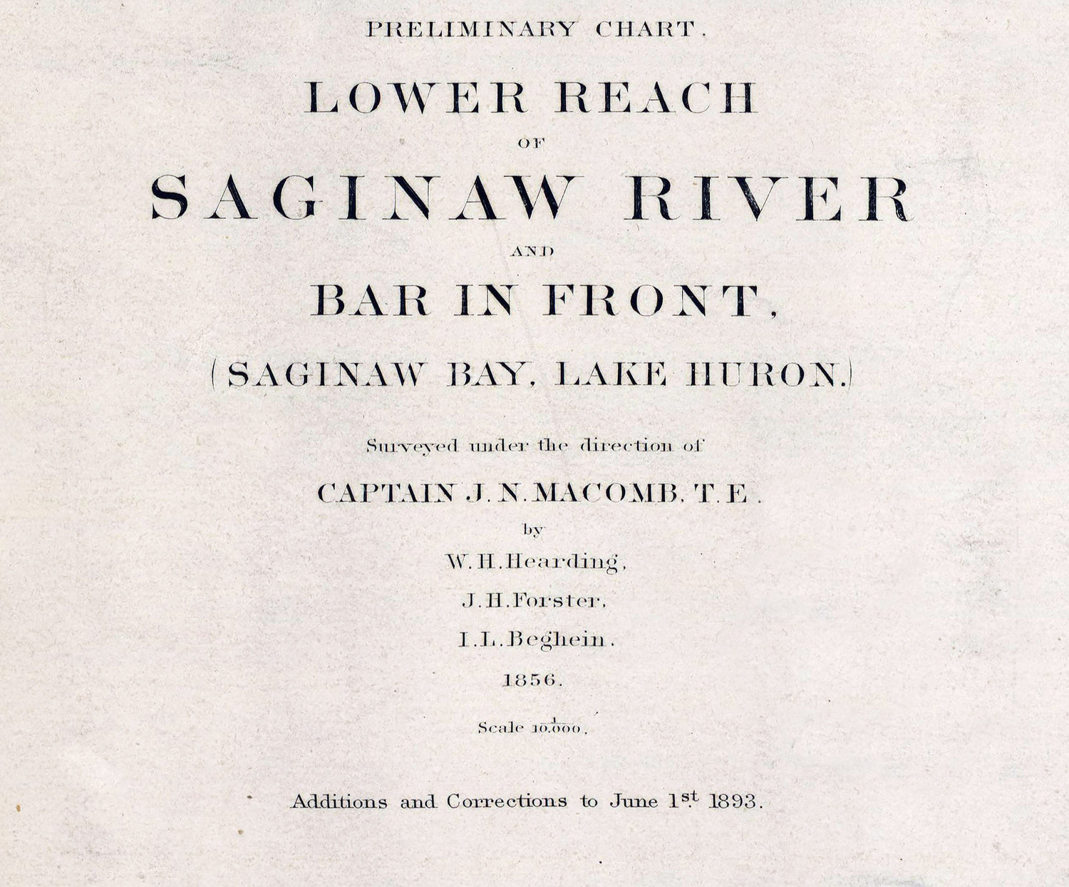 1856 Nautical Chart of Saginaw River and Bar Saginaw Bay Lake Huron
