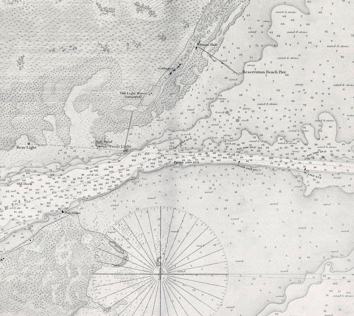 1856 Nautical Chart of Saginaw River and Bar Saginaw Bay Lake Huron