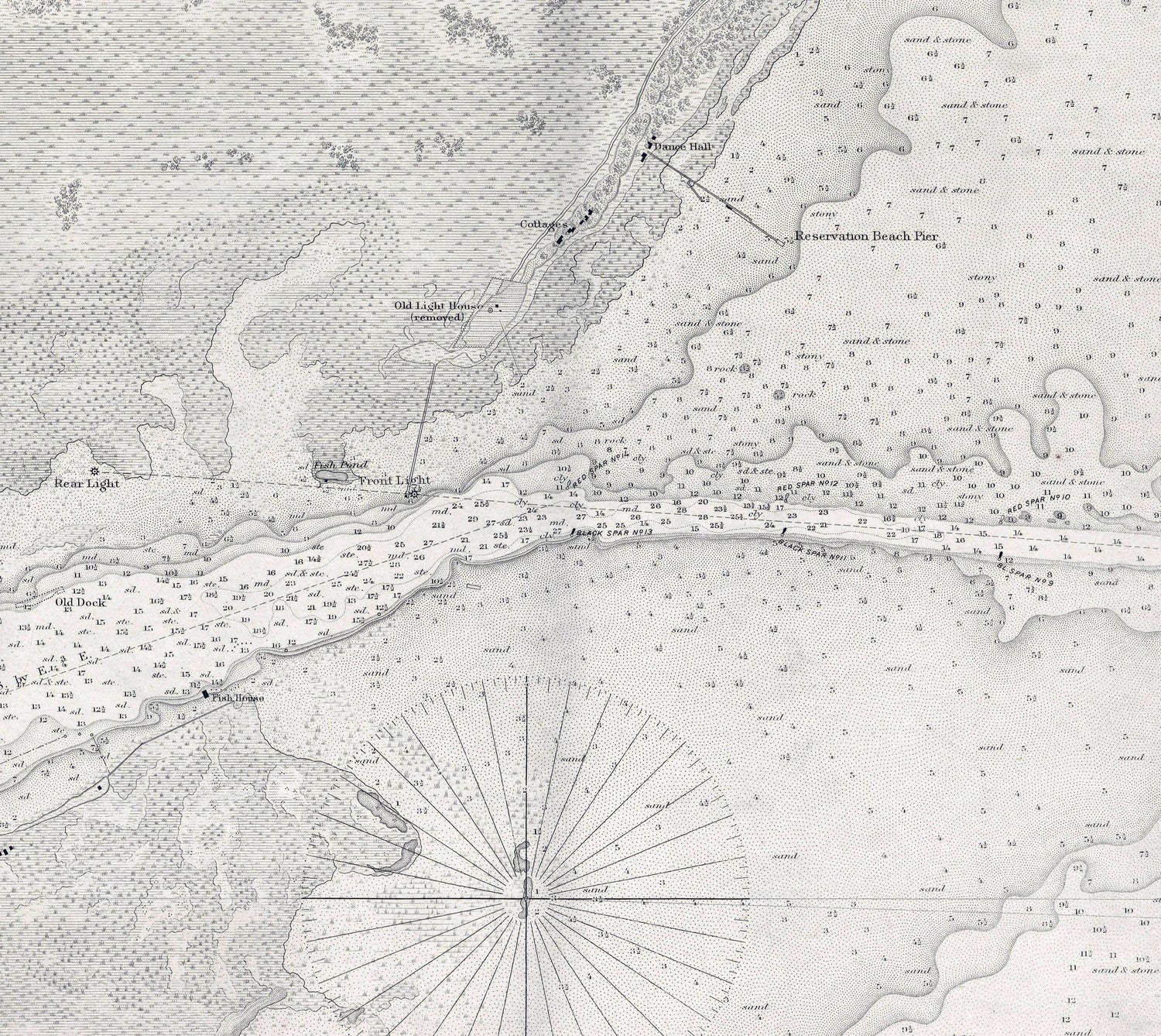1856 Nautical Chart of Saginaw River and Bar Saginaw Bay Lake Huron