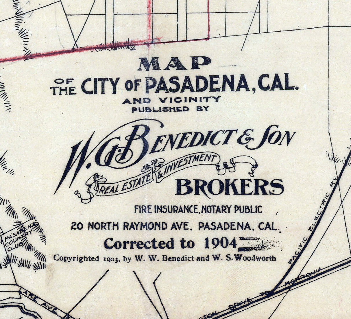 1904 Map of Pasadena California