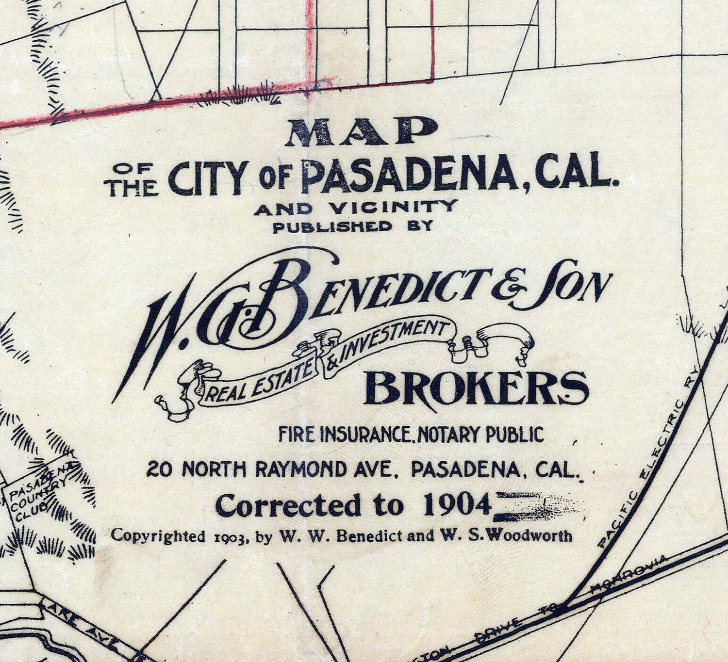 1904 Map of Pasadena California