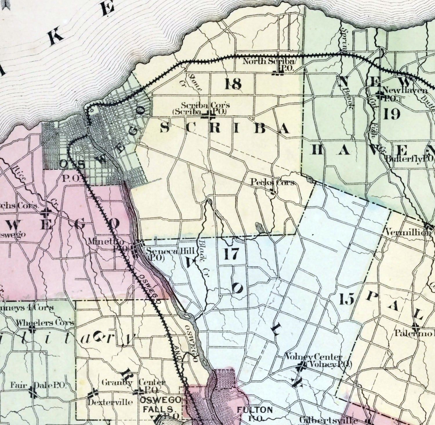 1867 Map of Oswego County New York