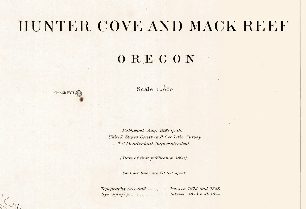 1893 Nautical Chart of Hunter Cove and Mack Reef Oregon