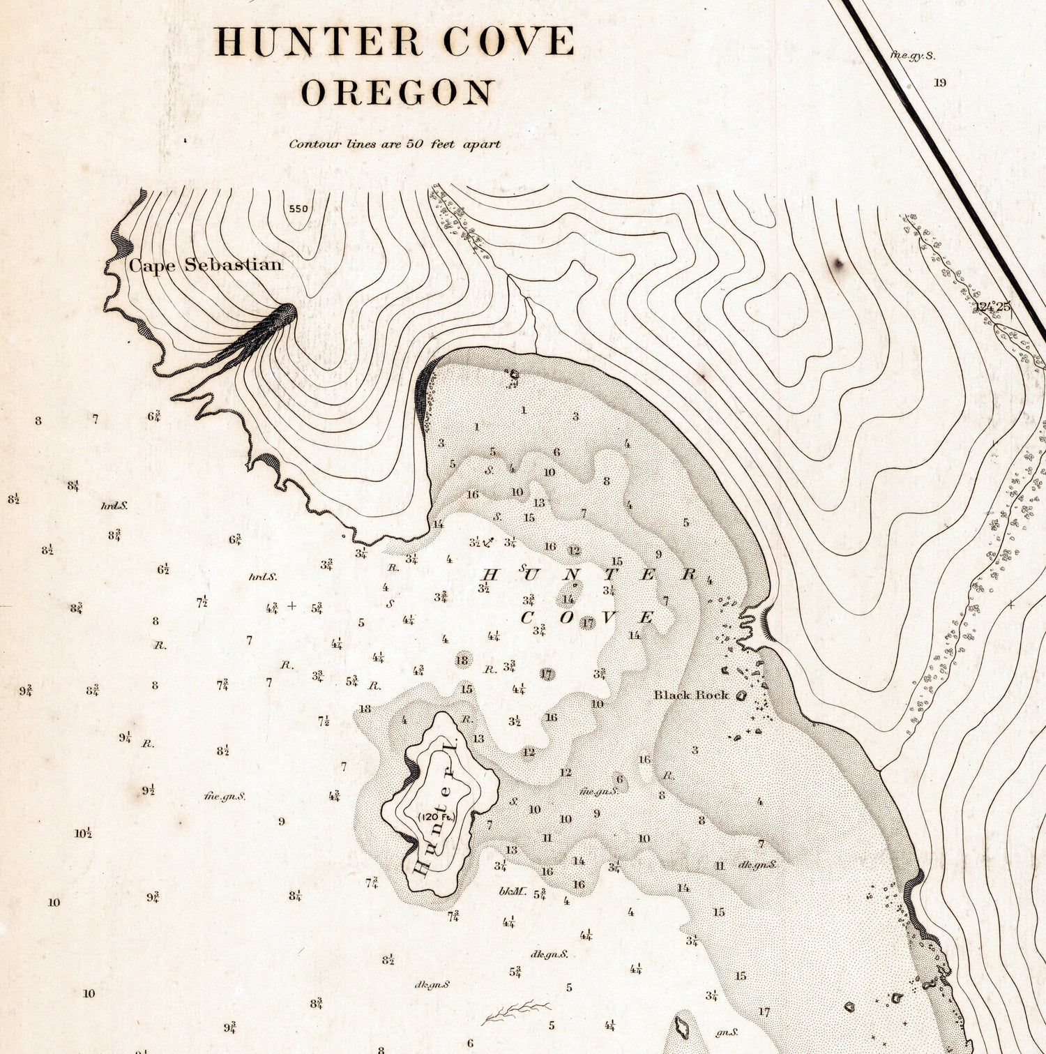 1893 Nautical Chart of Hunter Cove and Mack Reef Oregon