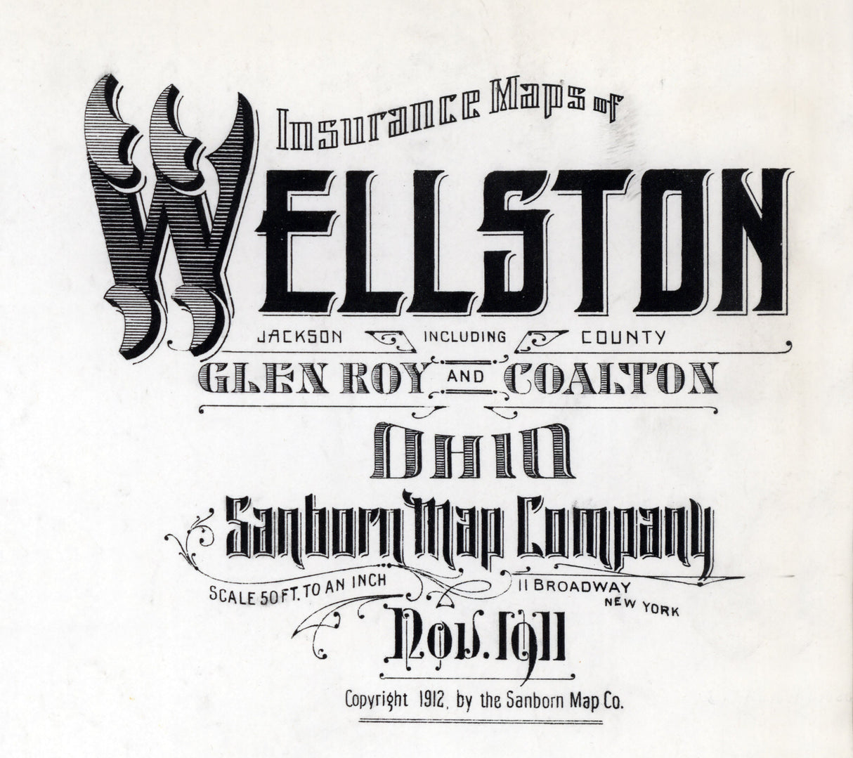 1911 Town Map of Wellston Jackson County Ohio