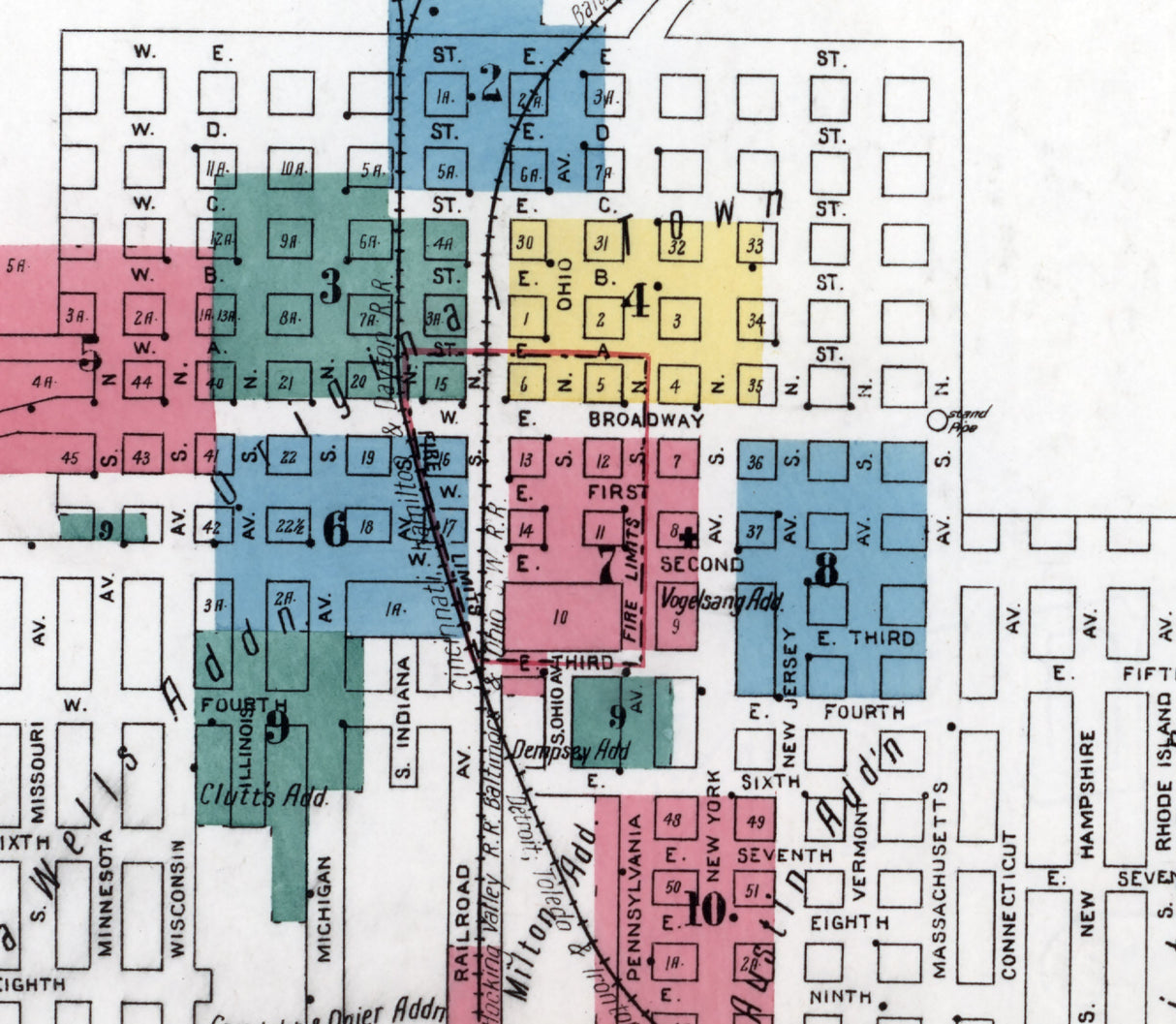 1911 Town Map of Wellston Jackson County Ohio