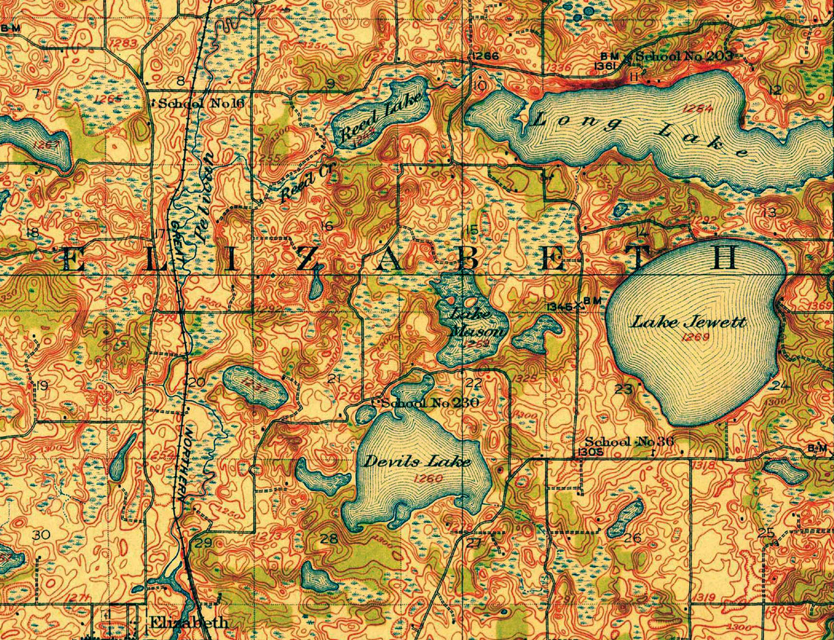 1913 Topo Map of Fergus Falls Minnesota Quadrangle