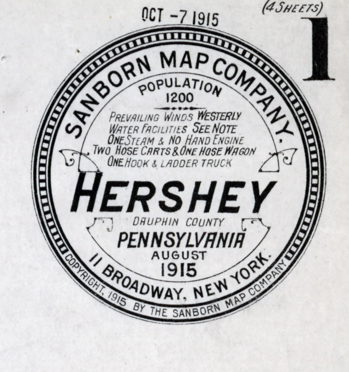 1915 Town Map of Hershey Dauphin County Pennsylvania