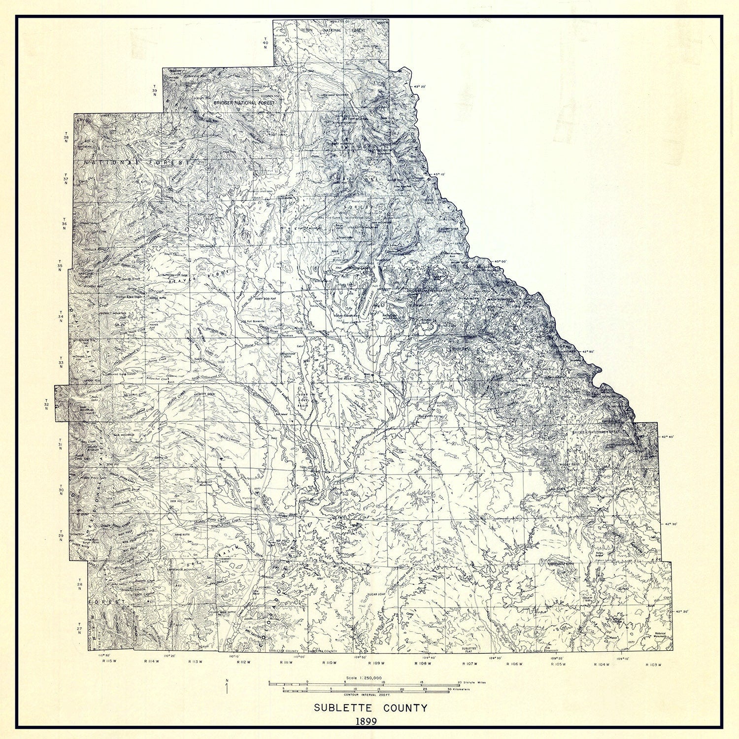 1899 Map of Sublette County Wyoming