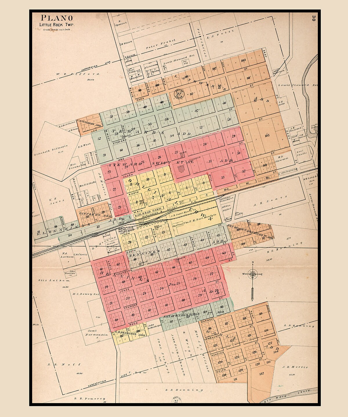 1903 Map of Plano Kendall County Illinois