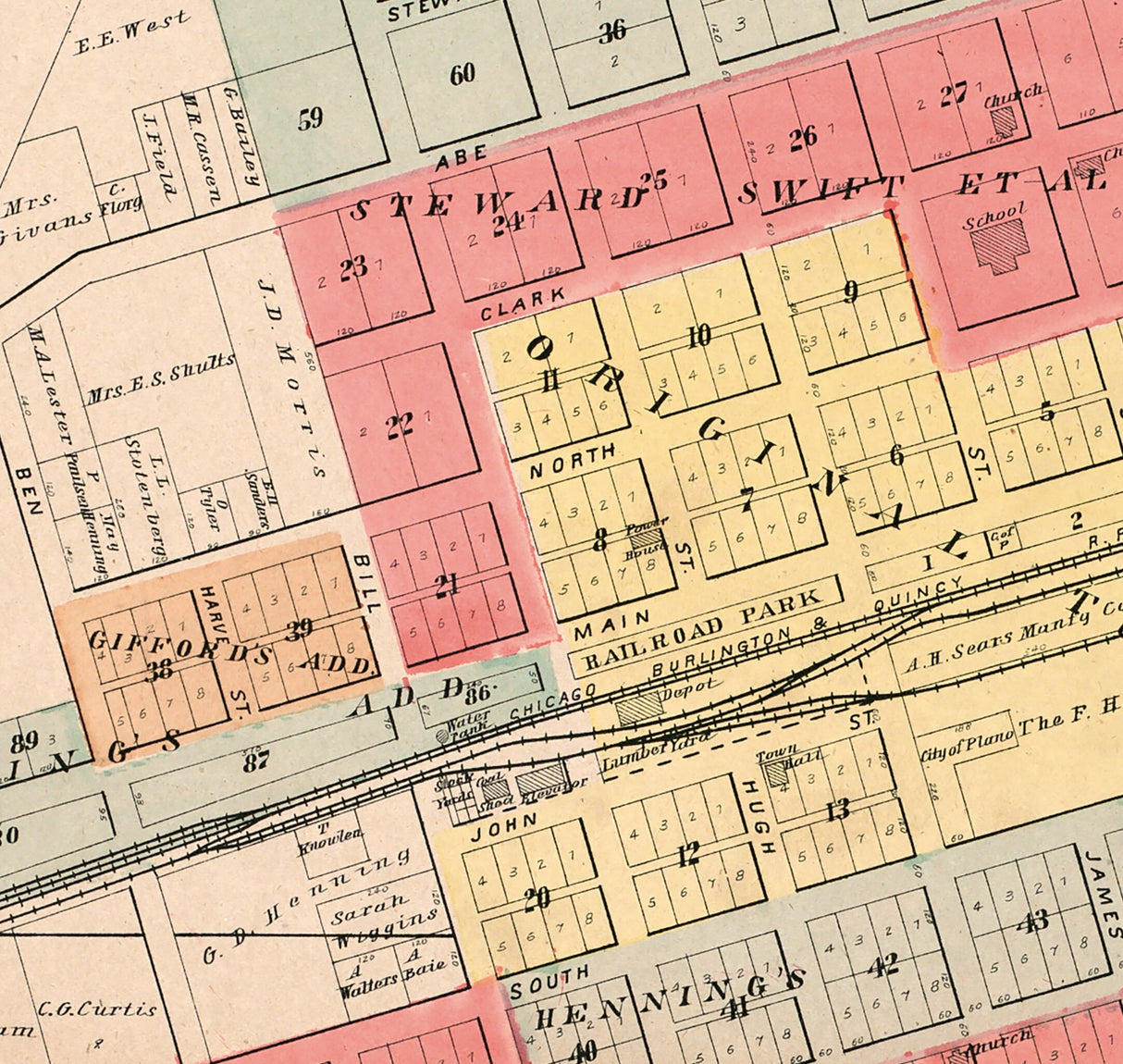 1903 Map of Plano Kendall County Illinois