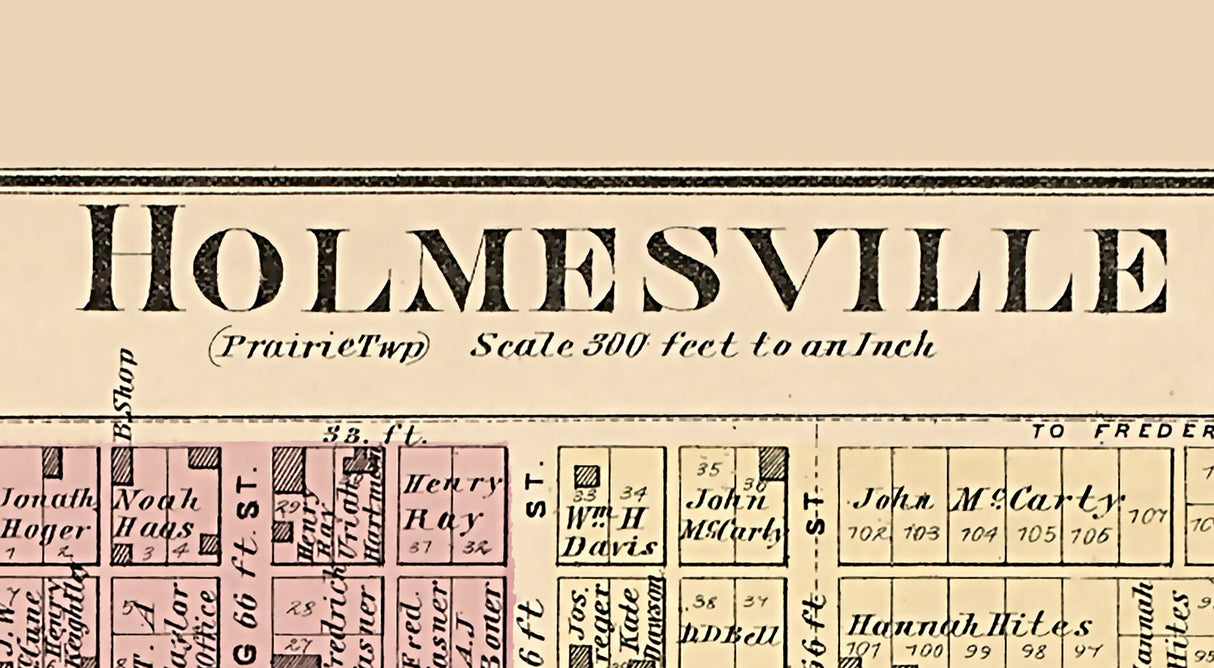 1875 Map of Holmesville Holmes County Ohio