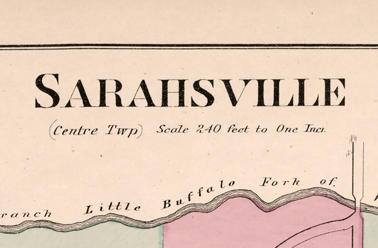 1876 Map of Sarahsville Noble County Ohio