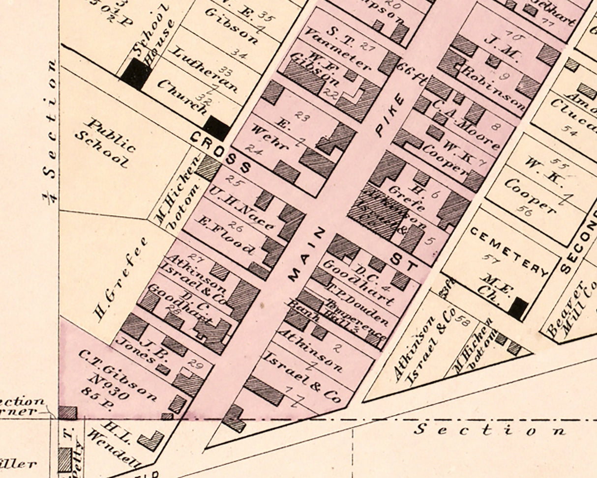 1876 Map of Williamsburg Noble County Ohio